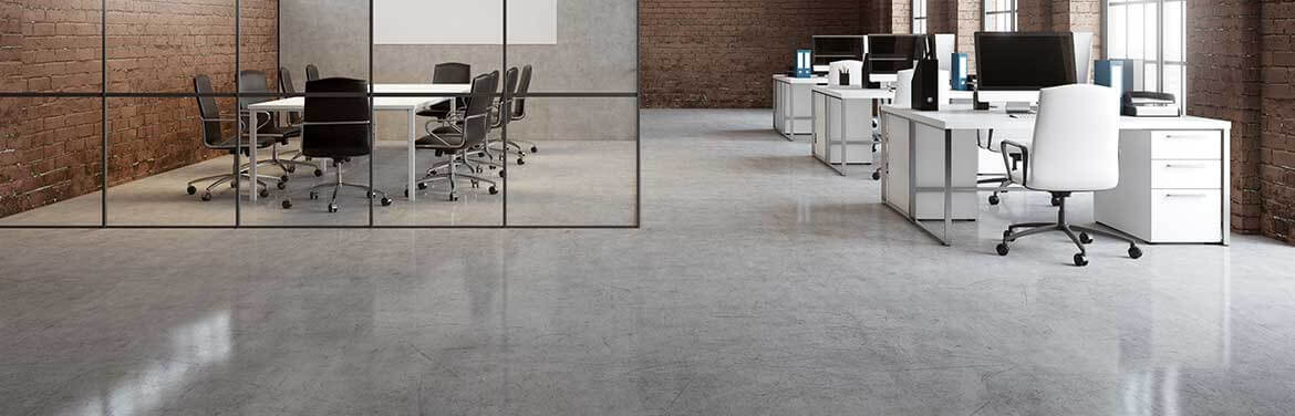 Floor Maintenance & Care modern office with conference room and desks